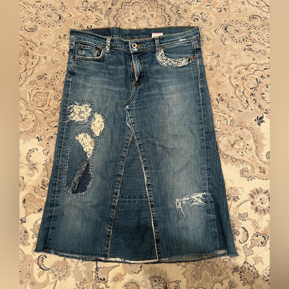 Up cycled **Denim Patchwork Skirt